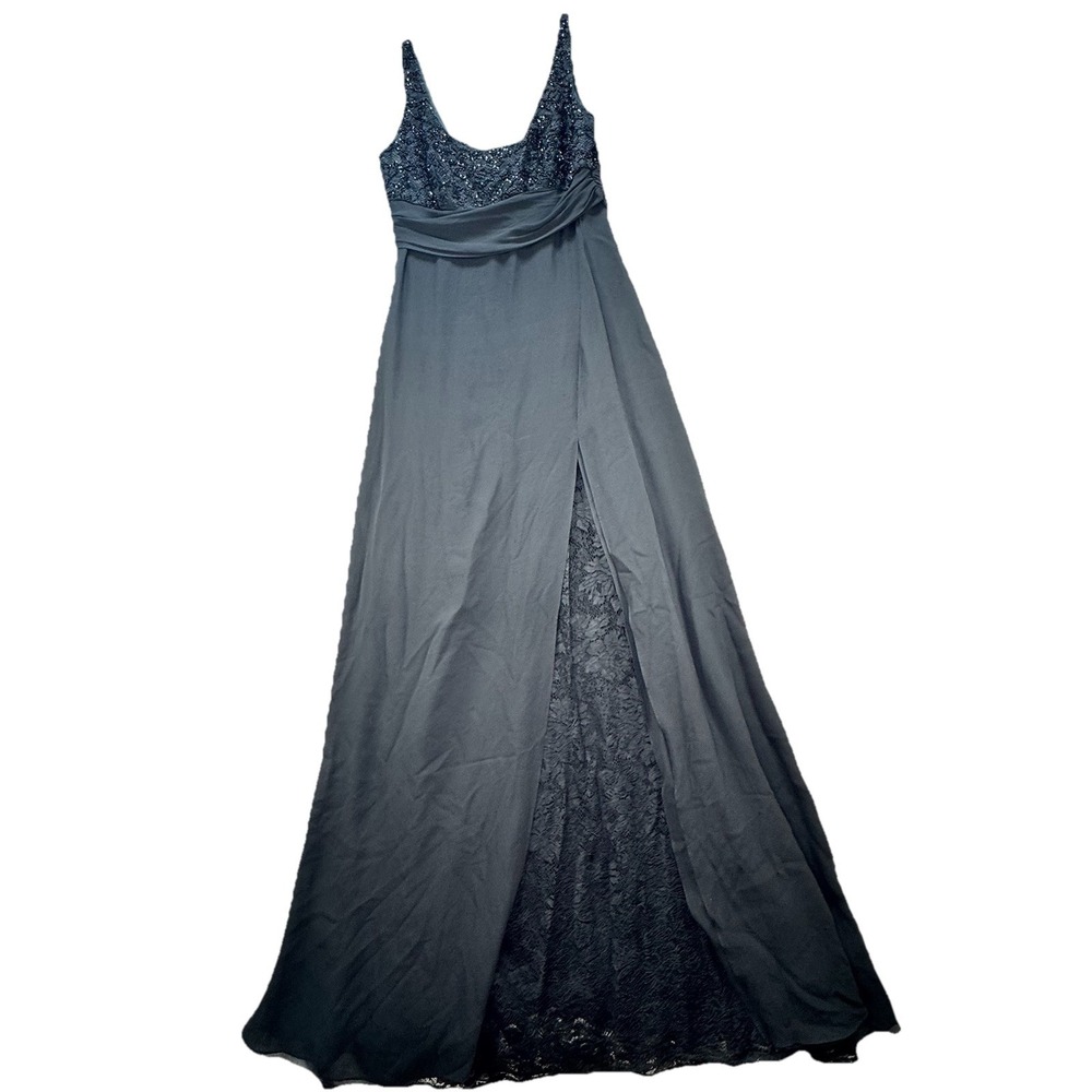 Carmen Marc Valvo Silk Gown Maxi Dress Lace Size 2 Fairy Goth Vamp Whimsigoth